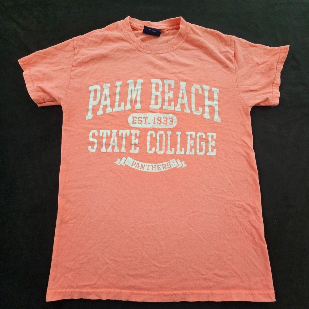 Palm Beach State College Orange Short Sleeve Cotton Blend T-Shirt Men's S